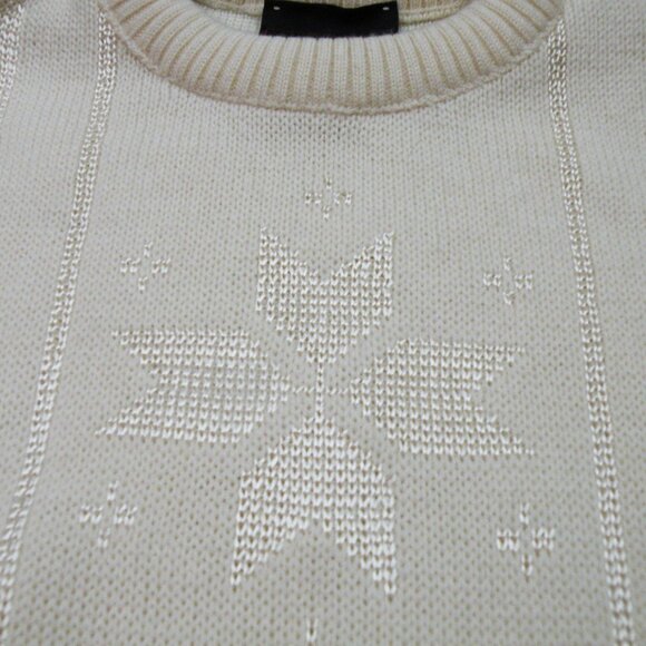 Vintage Demetre Womens Large Off White Snowflake Wool Ski Sweater - Picture 2 of 5